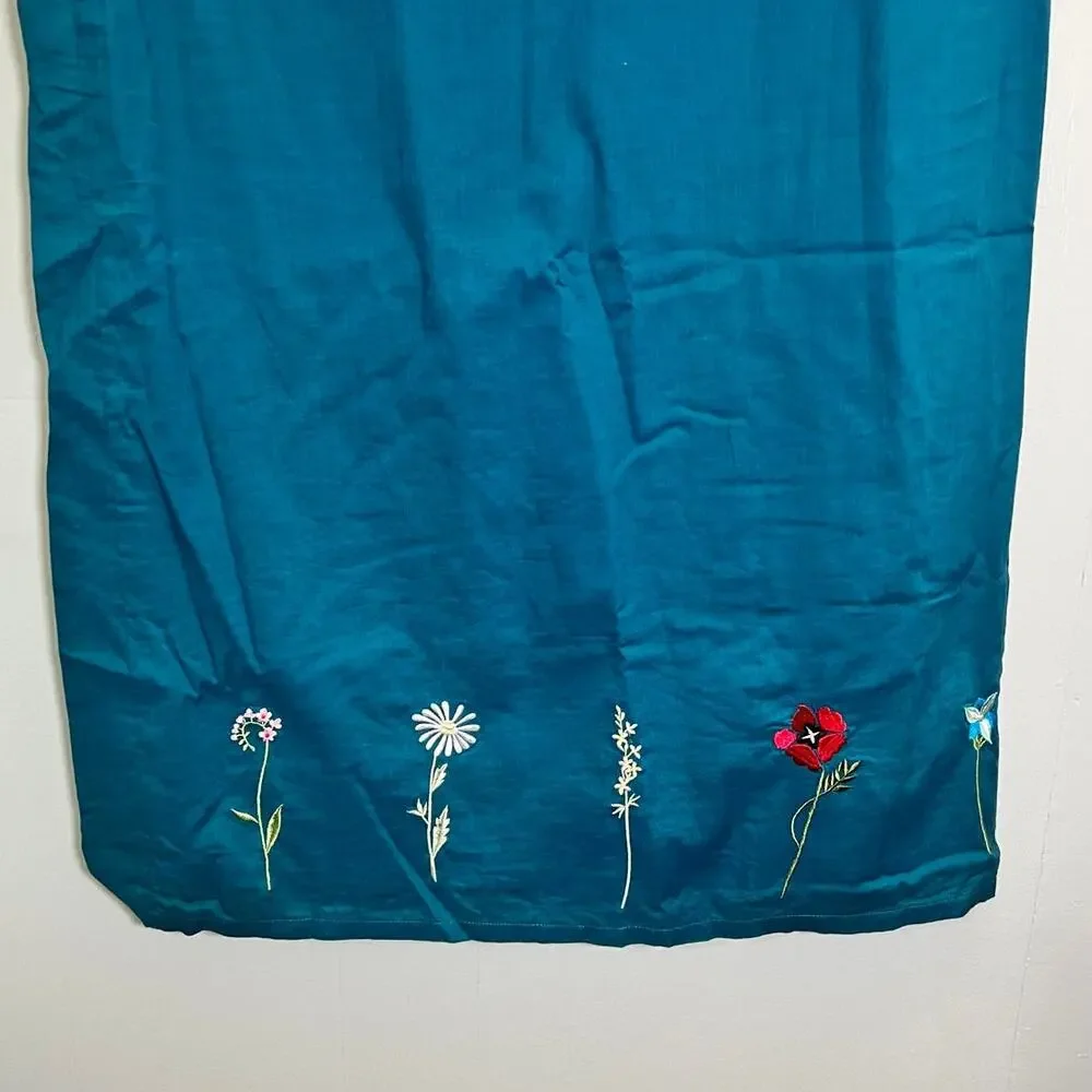 Relativity Dark Teal Embroidered Flower Strappy Dress Size 10 - Picture 3 of 5